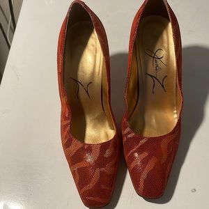 Vintage Judi…. Z  Red Snakeskin Heels Size 8M